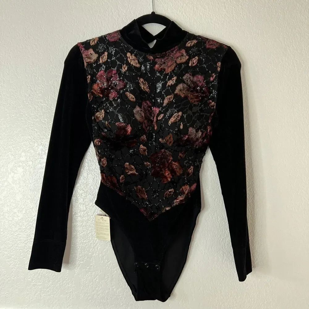 New Vintage La Perla black velvet bodysuit